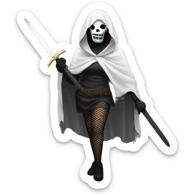 ghostface in fishnet tights full body holding a sword  sticker
