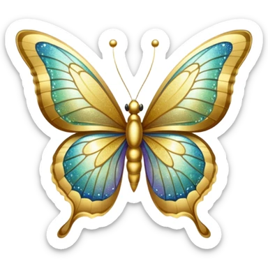 Golden shimmery glitter butterfly emoji sticker