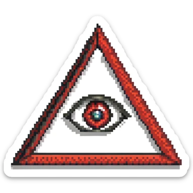 Illuminati triangle symbol with eye in center, black and red color scheme sticker