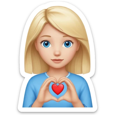 blonde girl blue eyes holding heart hands sticker