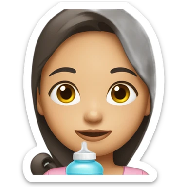 Indonesian girl with baby bottle sticker