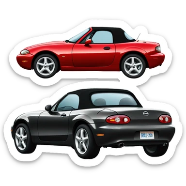 NB 1999 red Mazda Miata convertible with black top  sticker