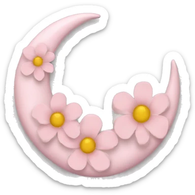 Light pink crescent with flowers  sticker