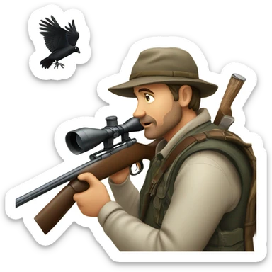 Man hunting crow sticker