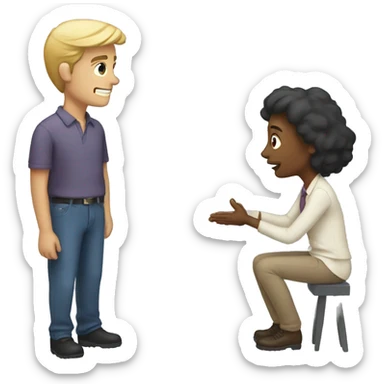 man explaining to woman  sticker