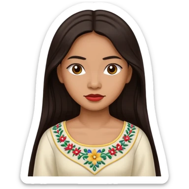 Filipino woman with long dark hair parted in the middle wearing a traditional filipiniana sticker