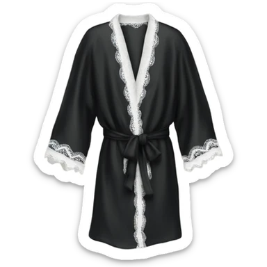 black silk robe with lace sticker