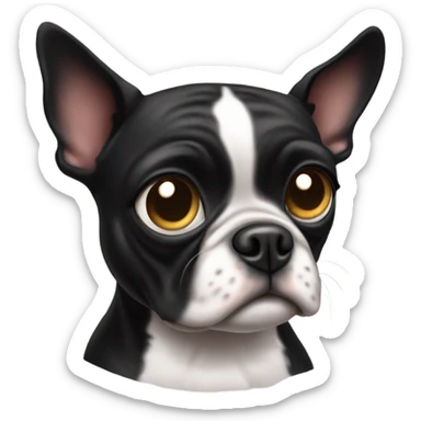 Dog watching tv emoji but with Boston terrier sticker
