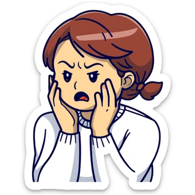 angry and sad crying woman who avoid the communication sticker
