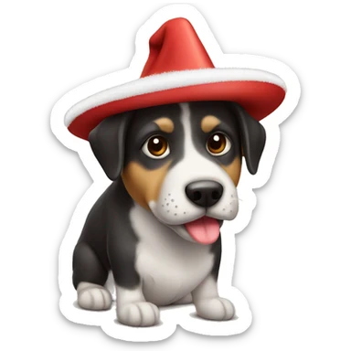Perro con sombrero de navidad sticker