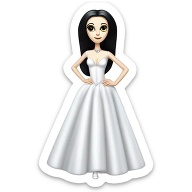 Tall realistic thin Morticia Addams Princess Leia in white ballet ball gown  sticker