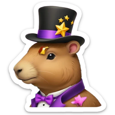 A Galaxy capybara with a tophat sticker