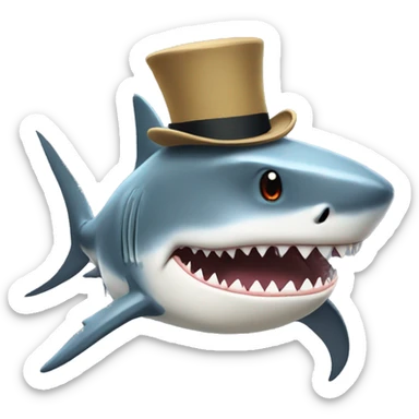 shark with tophat, in the style of Studio Ghibli sticker