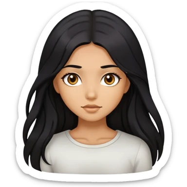 Fille bronzer mat de beau cheveux long noir et yeux marron clair que le visage  sticker