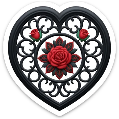 goth heart with a gothic rose window sticker