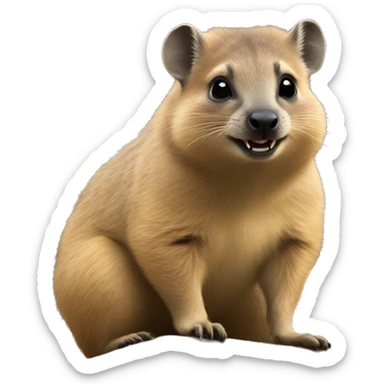 Hyrax with long canine teeth sitting on the top of a hut sticker