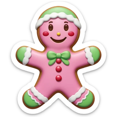 christmas gingerbread pastel pink and red sticker