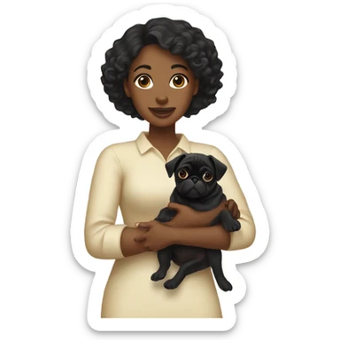 black woman holding a puppy pug sticker