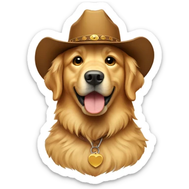 golden retriever with cowboy hat  sticker