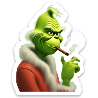 The grinch smoking a cigar sticker