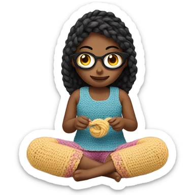 girl crocheting  sticker