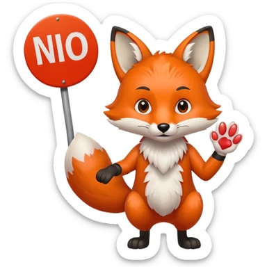 a fox HOLDING a no sign sticker