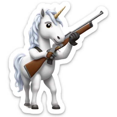 Unicorn holding a shotgun sticker