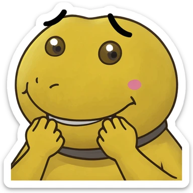 Round yellow emoji with tung out and hands on neck sticker