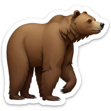 Realistic grizzly bear on all four legs, minimalist style, natural pose, side view sticker