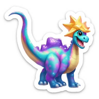 Lisa frank glitter pretty water dinosaur with pearls sticker