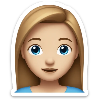 a girl with a blue eyes, and brown straight hair, also light skin sticker
