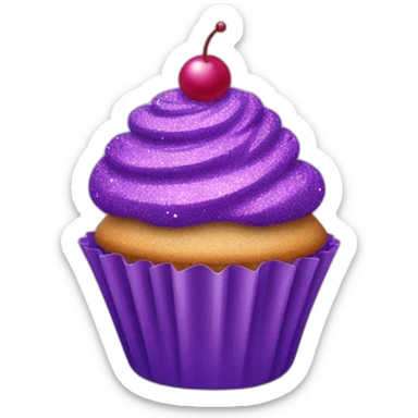 Happy purple glittery cupcake  sticker
