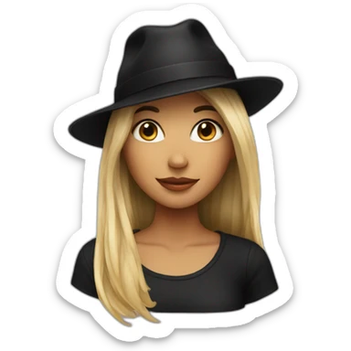 rad hair girl in black hat sticker
