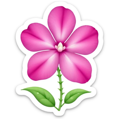 sweetpea flower, pink with dotted center, emoji style sticker