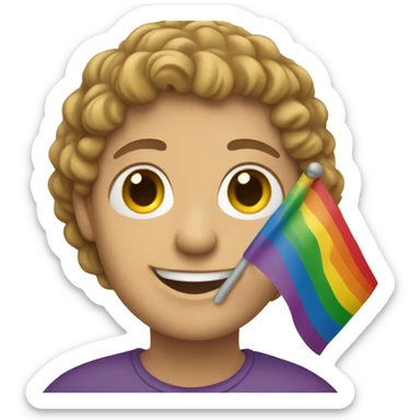 Person wit a gay flag  sticker