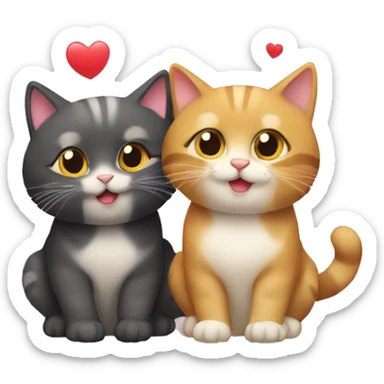Deux chats qui font  cœur avec leur queu sticker