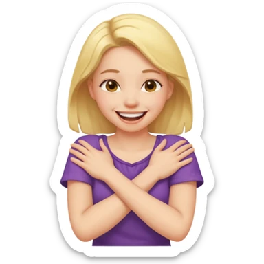 Arms crossed holding neck laughing girl sticker