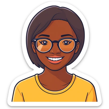 Darskin pretty girl with glasses and a gap sticker