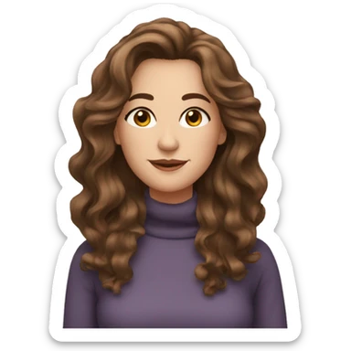 Middle aged women, long brown wavy hair, hazel eyes very pretty sticker