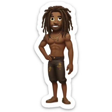 Flexing brown with tattoos and dreadlocks  sticker