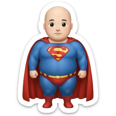Bald chubby superman sticker
