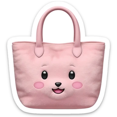 Aesthetic pink plush tote bag sticker