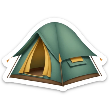 Large camping tent made of felt texture, scrapbooking style, transparent background sticker