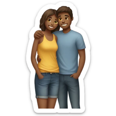 Deux adolescents amoureux qui s'embrassent sticker