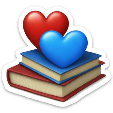 Red heart and blue book sticker
