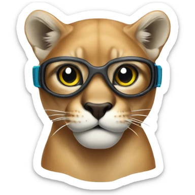 Cougar with swim goggles sticker