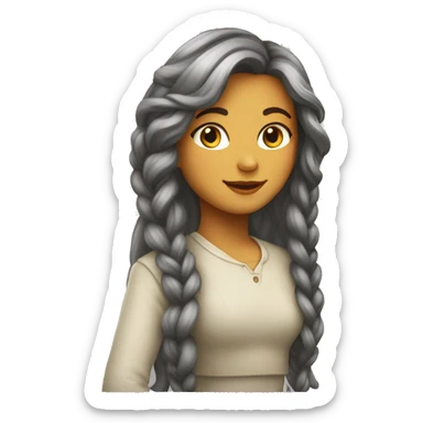 Joli fille avec des long cheveux châtains  sticker