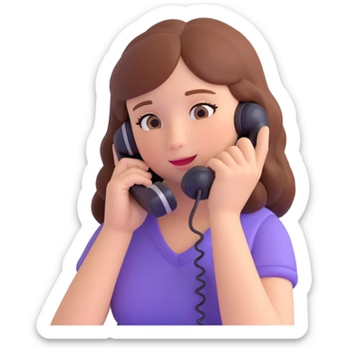 girl talking on phone bedroom background, close up pose sticker