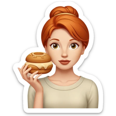 redheaded woman with a peanut butter bun  sticker