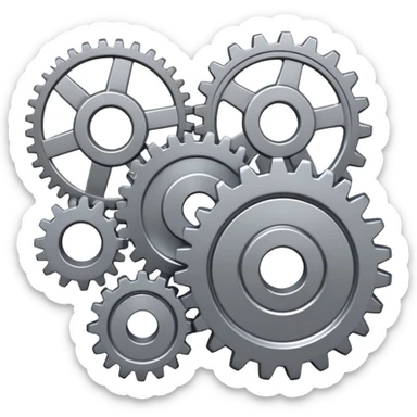 Interlocking gears turning smoothly, representing a well-functioning system or process sticker